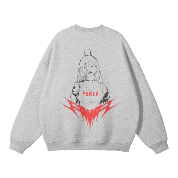 Moletom Oversized sem Capuz — Demônio de Sangue · Cinza