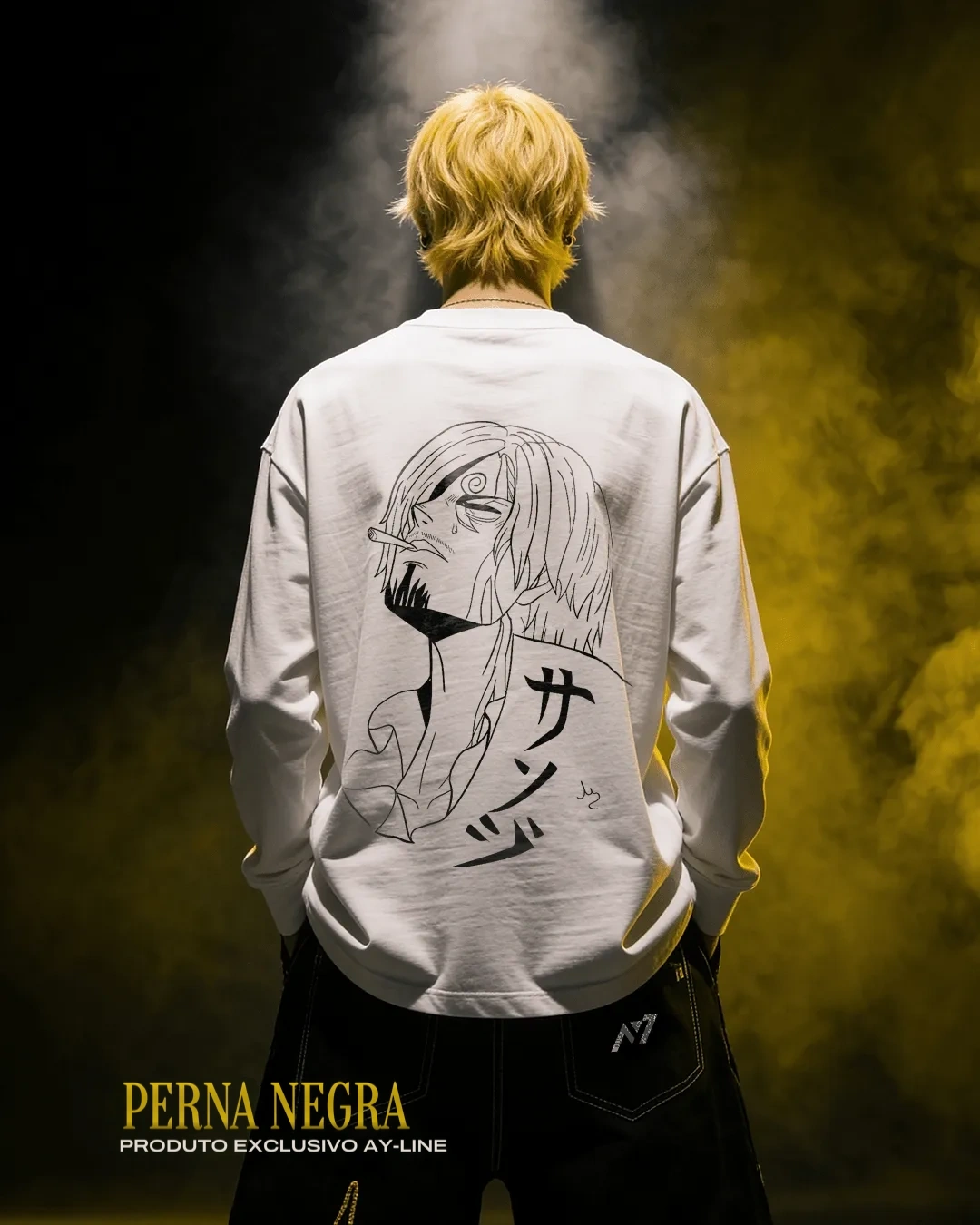 Camiseta de Manga Longa — Perna Negra — imagem 1