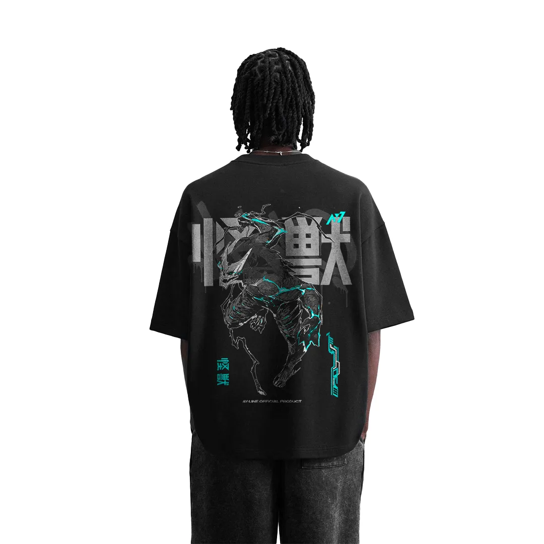 Camiseta Oversized — Avanço Kaiju · Preta